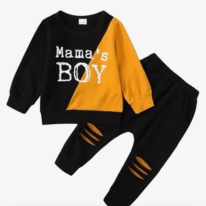 KIMI BEAR - Black and Yellow 'Mama's Boy' Outfit. 2-3t